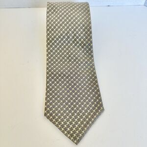NAUTICA Men 100% SILK Necktie Neck Tie Geometric Design Gray Yellow